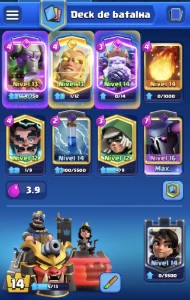 conta clash royale com deck bridge spam 9k+, torre 14