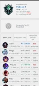 Conta smurf no platina caindo com mestre e pulando elo - League of Legends LOL