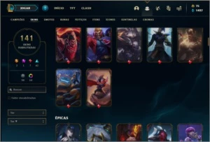 Conta prata 4 MAIN ADC com TODOS os champs e 141 skins - League of Legends LOL