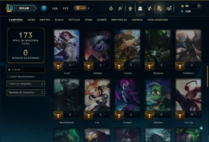 Unranked com 60 Champs e 27 Skins - League of Legends LOL