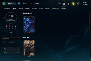 Conta Unranked com 55 Champs e 19 Skins - League of Legends LOL
