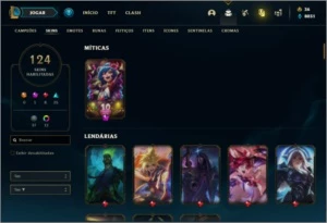 Conta ouro 2 com TODOS os champs e 124 Skins - League of Legends LOL
