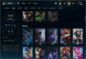 Conta ouro 2 com TODOS os champs e 124 Skins - League of Legends LOL