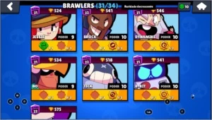 CONTA BRAWL STARS 16K | 31 BRAWLERS |