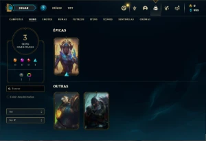 Conta Unranked com 30 Champs e 3 Skins + 2 Fragmentos - League of Legends LOL