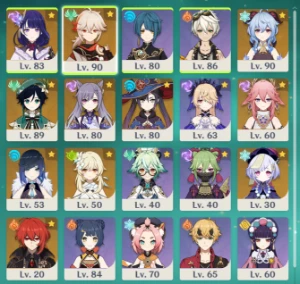 Ar 56 - Raiden + Kazuha + Ganyu + Venti + Yelan + Yae Miko - Genshin Impact