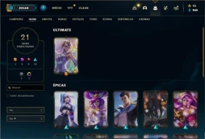 Conta Platina 4 com 61 Champs e 21 Skins - League of Legends LOL