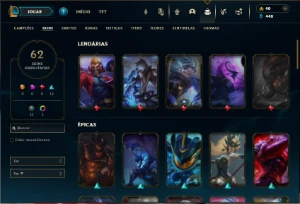 Esmeralda 4 com 110 Champs e 62 Skins +1 Fragmento - League of Legends LOL