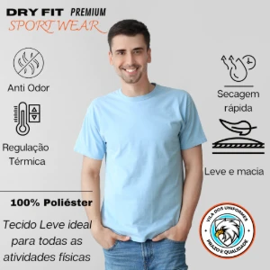 Camiseta Dry Fit Lisa - Branco, Azul, Cinza e Chumbo - Artesanato e Personalizados