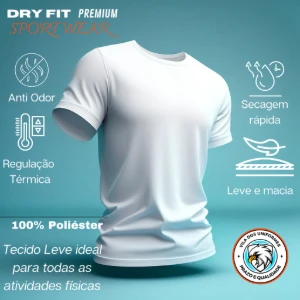 Camiseta Dry Fit Lisa - Branco, Azul, Cinza e Chumbo - Artesanato e Personalizados