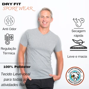 Camiseta Dry Fit Lisa - Branco, Azul, Cinza e Chumbo - Artesanato e Personalizados