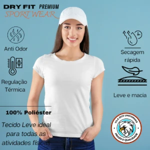 Camiseta Dry Fit Lisa - Branco, Azul, Cinza e Chumbo - Artesanato e Personalizados