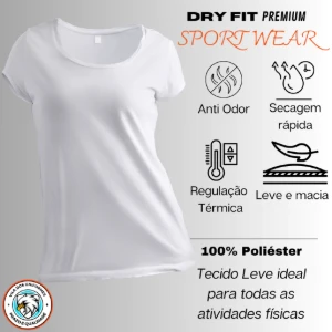 Camiseta Dry Fit Lisa - Branco, Azul, Cinza e Chumbo - Artesanato e Personalizados