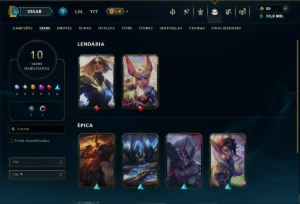 Esmeralda 4 com 45 Champs e 10 Skins - League of Legends LOL