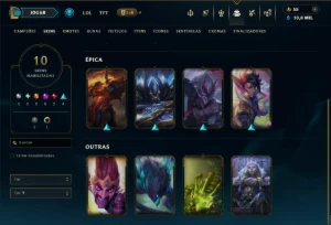 Esmeralda 4 com 45 Champs e 10 Skins - League of Legends LOL