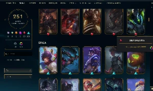 conta league of legends, esmeralda 3, honra 5, 251 skins e+ LOL