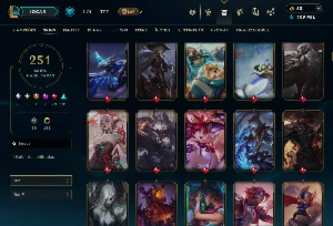 conta league of legends, esmeralda 3, honra 5, 251 skins e+ LOL