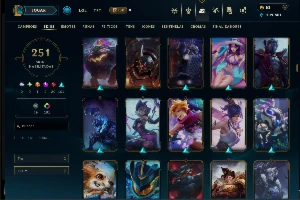 conta league of legends, esmeralda 3, honra 5, 251 skins e+ LOL