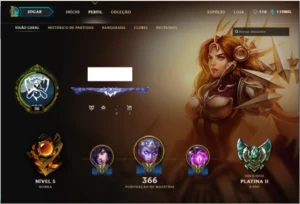 Conta com 119K IP, 63 skins, Platina II, todos campeões - League of Legends LOL