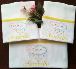 Kit com 2 Fraldas de Boca e 1 Fralda Manta - Artesanato e Personalizados