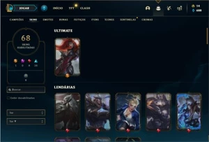 Conta Ferro 3 com 99 Champs e 68 Skins - League of Legends LOL