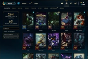 Conta Ferro 3 com 99 Champs e 68 Skins - League of Legends LOL