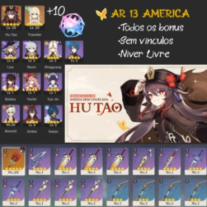 Hutao + Assinatura, Xinquiu, Niver Livre +10 destinos - Genshin Impact