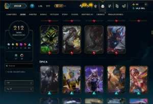 Ouro 4 com TODOS os Champs e 212 Skins ( TOP / MID / ADC ) - League of Legends LOL