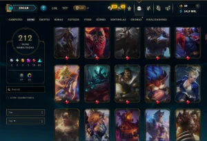 Ouro 4 com TODOS os Champs e 212 Skins ( TOP / MID / ADC ) - League of Legends LOL