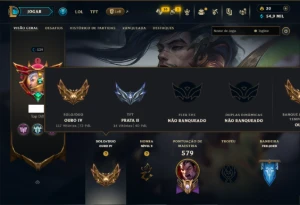 Ouro 4 com TODOS os Champs e 212 Skins ( TOP / MID / ADC ) - League of Legends LOL