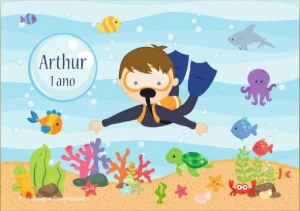 Jogo Americano de Papel A4 Fundo do Mar - Artesanato e Personalizados