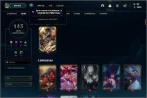 Conta Bronze 1 com 128 Champs e 143 Skins + 1 Prestigio - League of Legends LOL