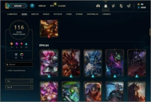 Conta unranked com 116 skins e 150 champs + Kayle Juiza - League of Legends LOL