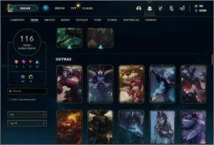 Conta unranked com 116 skins e 150 champs + Kayle Juiza - League of Legends LOL