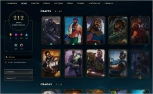 Conta Ex diamante 2 com 211 skins - League of Legends LOL