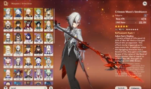 CONTA AR 60 Arlecchino + Assinatura - 21 T5 & 14 Armas 5* - Genshin Impact