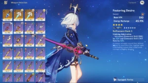 CONTA AR 60 Arlecchino + Assinatura - 21 T5 & 14 Armas 5* - Genshin Impact