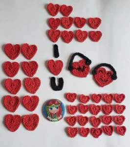 Kit do Amor Aplique Corações em Crochê - Artesanato e Personalizados