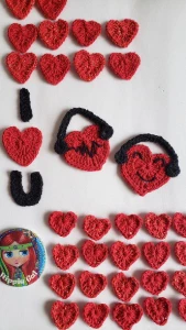 Kit do Amor Aplique Corações em Crochê - Artesanato e Personalizados