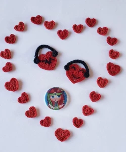 Kit do Amor Aplique Corações em Crochê - Artesanato e Personalizados