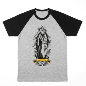 Camiseta Raglan Cinza Guadalupe - Artesanato e Personalizados