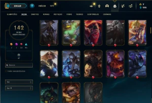 Unranked com 130 Champs e 142 Skins - League of Legends LOL
