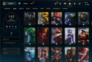 Unranked com 130 Champs e 142 Skins - League of Legends LOL