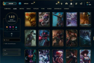 Unranked com 130 Champs e 142 Skins - League of Legends LOL