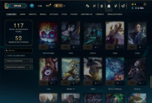 Mestre com 75 Champs e 10 Skins ( 70 PDL ) - League of Legends LOL