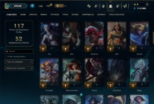 Mestre com 75 Champs e 10 Skins ( 70 PDL ) - League of Legends LOL