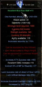 Global Mu online Webzen GMO Blue Eye Staff +11 Nidavellir
