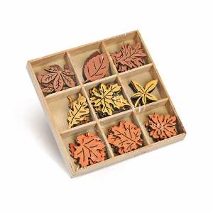 Apliques de Madeira 3 x 3 cm - Pacote com 9 Unidades - Artesanato e Personalizados