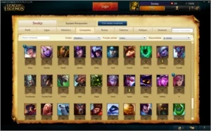 Todos os champions,20 páginas, Platina, 310 Skins, 82 ícones - League of Legends LOL
