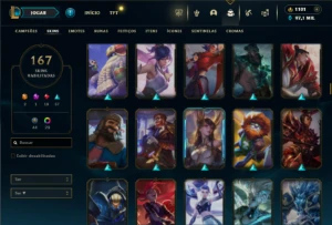 Esmeralda 4 com TODOS os champs e 167 Skins + Kayle Juiza - League of Legends LOL